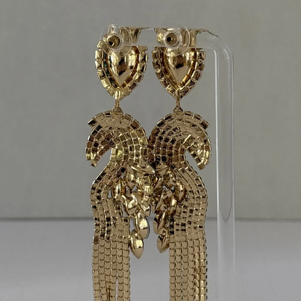 Elegant Multicolor Rhinestone Bird Parrot Dangle Earrings 5 inch Long